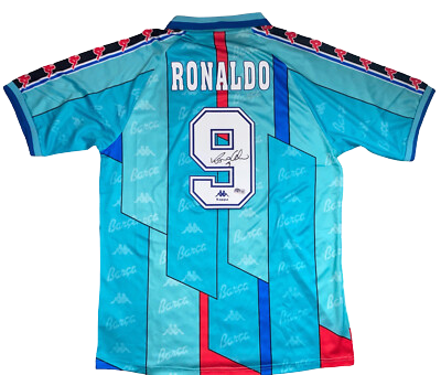 Camiseta de Ronaldo Nazário del FC Barcelona 1996-97 firmada